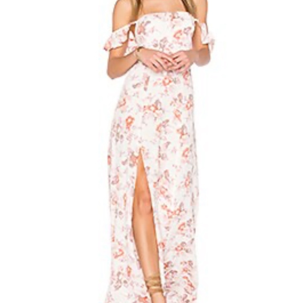 Bardot maxi dress. Cream blossom. Size XS.